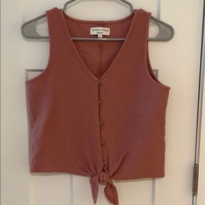 Madewell ribbed tank top with button and tie front